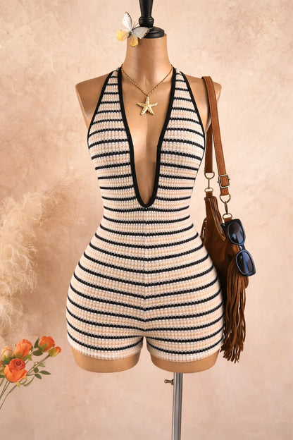 Chic Wave-Pattern Jumpsuit
